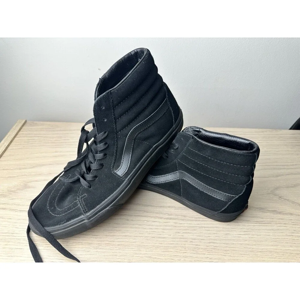 VANS Sk8-Hi Triple Black Suede High Top Sneakers Men's Size 9.5